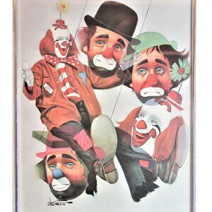 Chuck Oberstein "The Swing' Signed, Framed, 1978.  The Magician of Clown Art